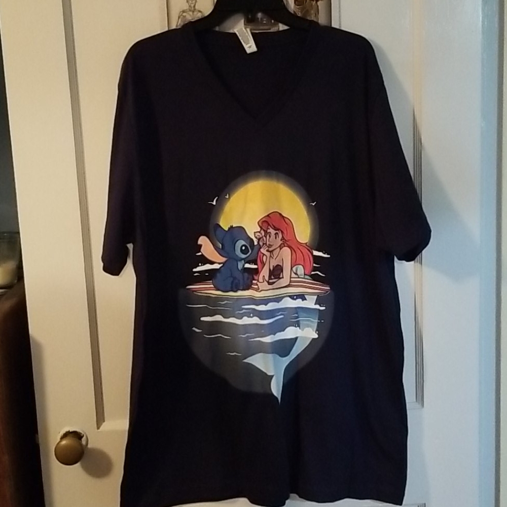 Stitch and The Little Mermaid.  2XL shirt